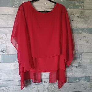 Jean Airoldi Collection size L red multi layer chiffon blouse